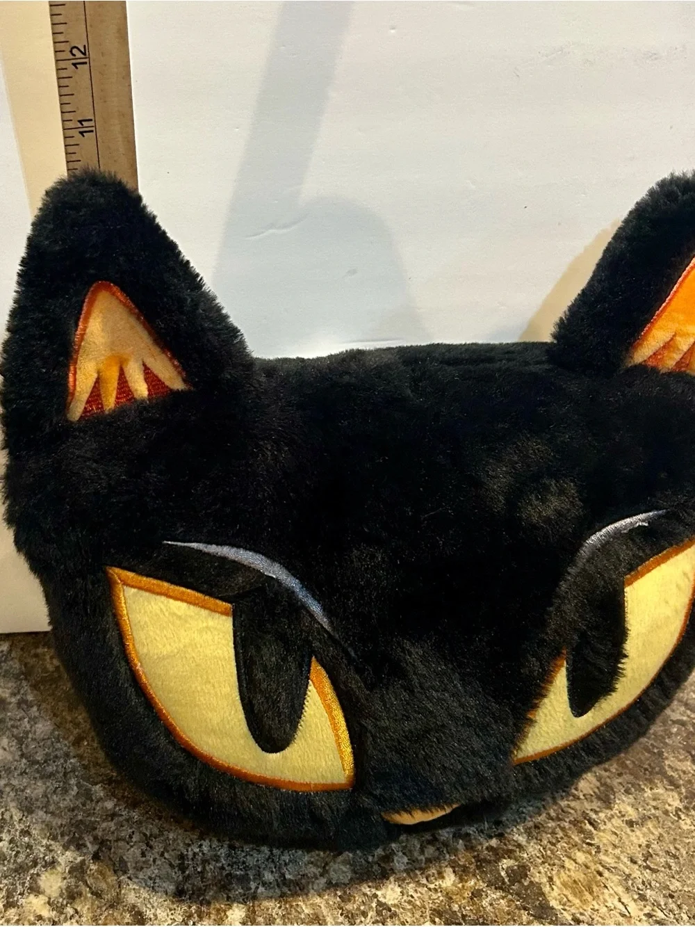 Target Black Cat Plush Pet Bed Cover with Yellow Eye Accents